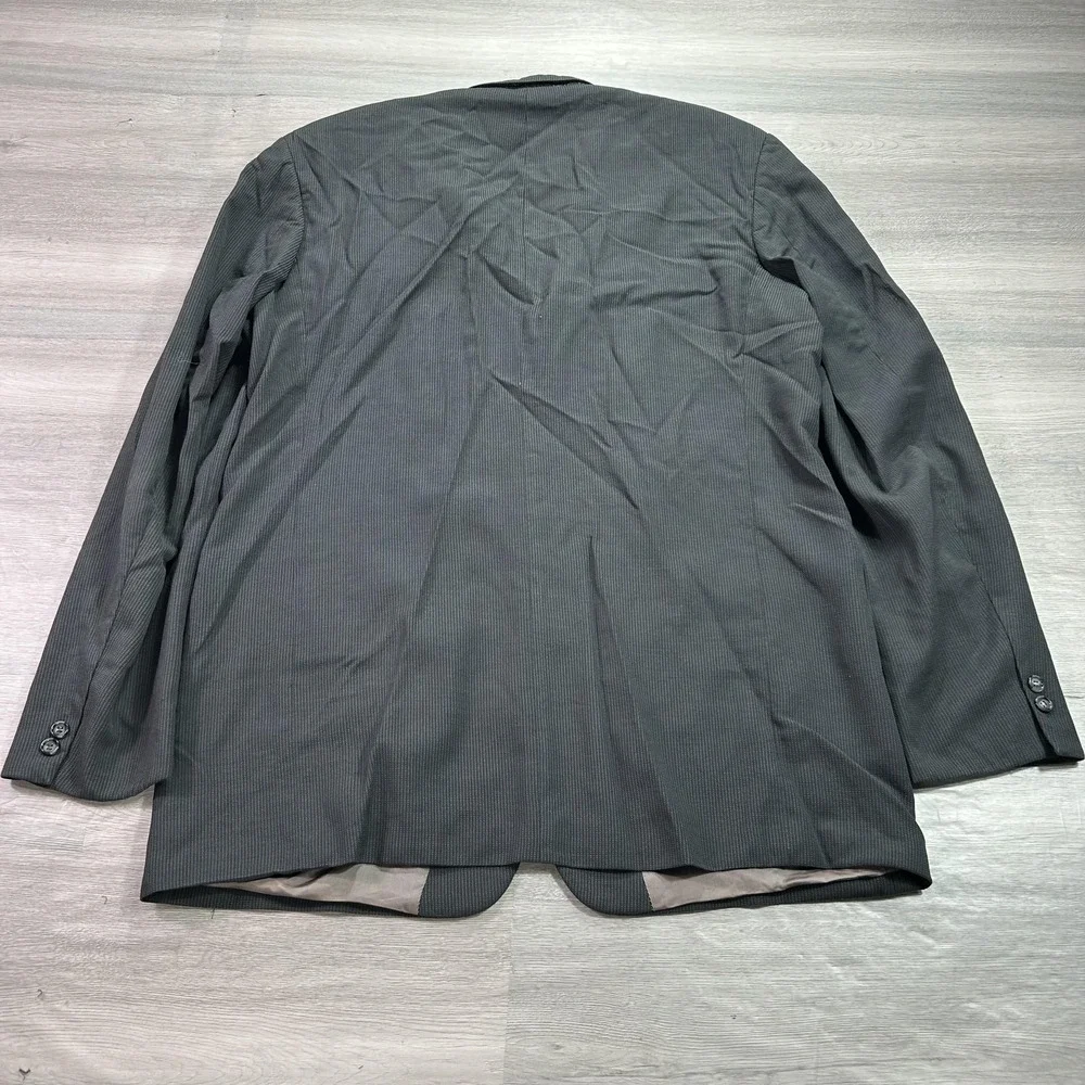 Hugo Boss‎ Blazer Mens 46L Gray Micro Check 3 Button Made USA Sport Coat Jacket